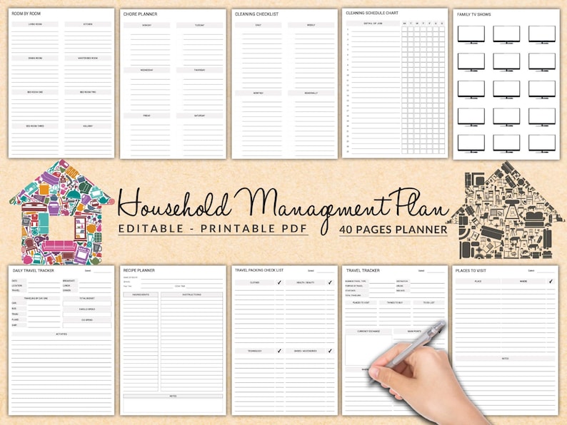 Printable Cleaning Planner | Household Planner | Mom Planner| Family ...