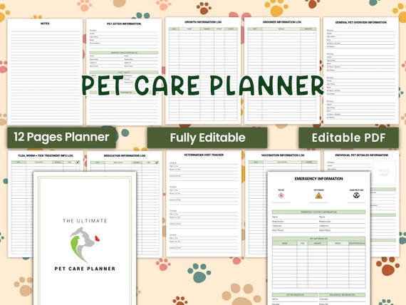 Printable Dog Planner | Pet Care Planner | Digital Pet Planner | Puppy Planner| Printable Planner| Pet Care Binder| Pet Tracker