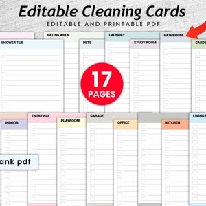 Editable Cleaning Checklist| Printable Cleaning Planner| Cleaning Schedule| Cleaning Printable| Cleaning Template| House Cleaning