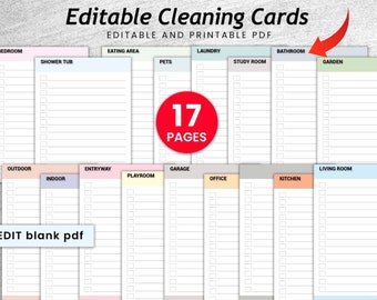 Editable Cleaning Checklist| Printable Cleaning Planner| Cleaning Schedule| Cleaning Printable| Cleaning Template| House Cleaning