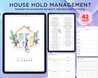 Household Digital  Planner | Printable Cleaning Planner | Mom Planner| Family Planner| 2023 Digital Planner|  Daily Home
