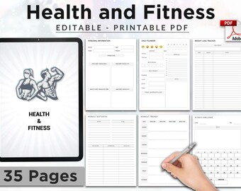 Workout Planner | Printable Fitness and Health Planner | Workout Tracker| Editable Exercise Planner| Family Planner|  Daily Health