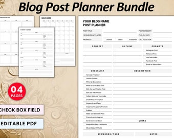 Printable Blog Planner | Editable Blog Post Planner | Printable Content Planner| Social Media Planner| Business Planner | Printable Planner