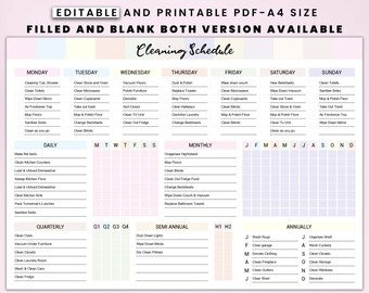 Editable Daily Cleaning Checklist| Printable Cleaning Planner| Cleaning Schedule| Cleaning Printable| Cleaning Template| House Cleaning