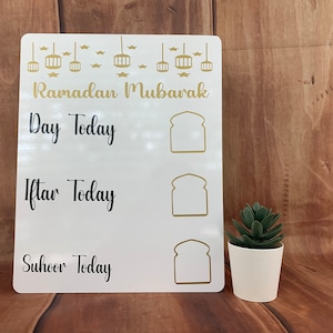Ramadan decor, Ramadan calendar, Ramadan countdown, Ramadan tracker, Ramadan gift, dry erase iftar suhoor time sign