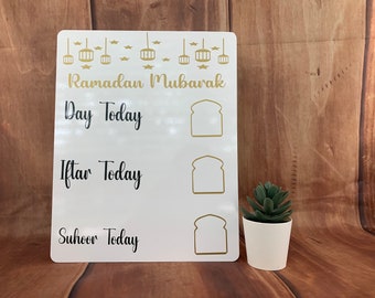 Ramadan decor, Ramadan calendar, Ramadan countdown, Ramadan tracker, Ramadan gift, dry erase iftar suhoor time sign