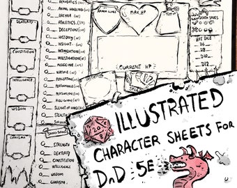 Inky Illustrated DnD Character Sheet - Printable D&D 5e Character Sheets PDF