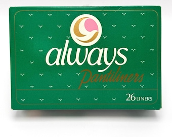 Vintage 80s Always Pantiliners 26ct Green Box Panty Liner Maxi Pad New Prop 1982