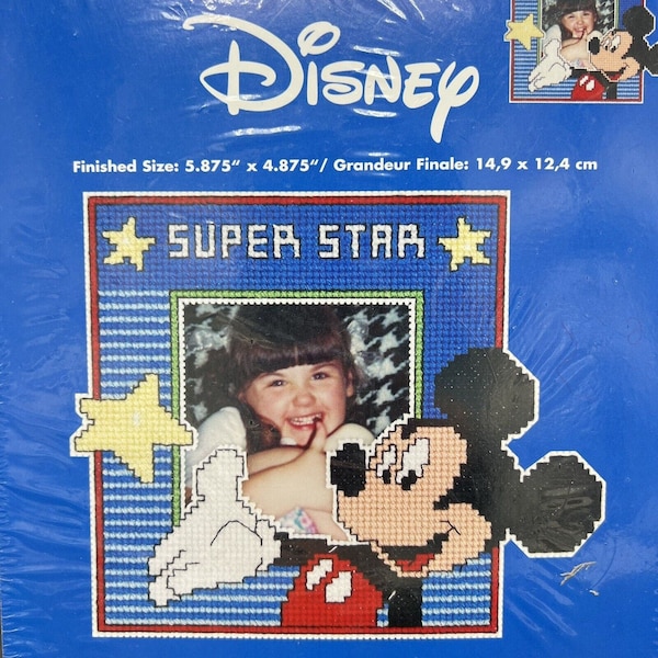 Mickey Mouse Cross Stitch Picture Frame Kit Janlynn Disney Super Star Photo