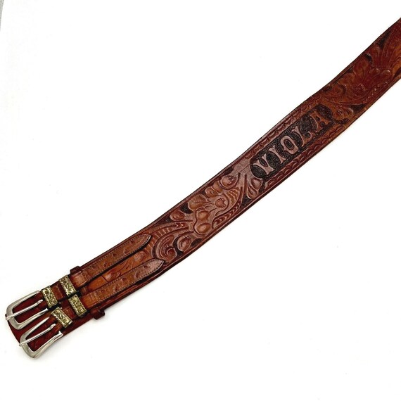 Girls Vintage Leather Western Belt Viola 24-26” H… - image 7