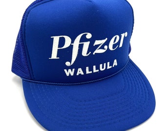 Vintage Pfizer Trucker Hat Blue Snapback Baseball Cap Foam Mesh Back Wallula Washington WA Pharmaceutical