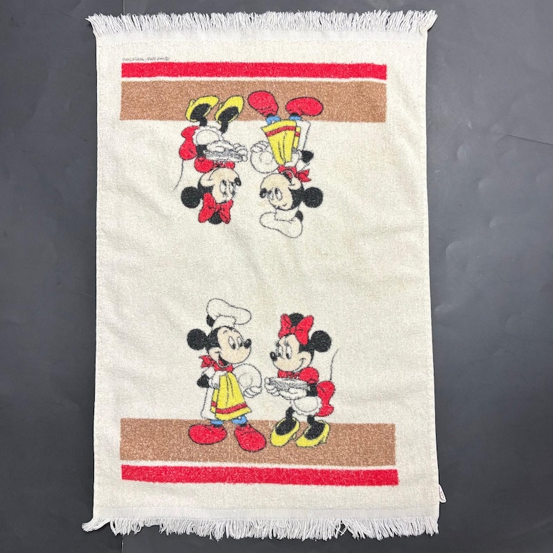 Vintage Mickey & Minnie Mouse Dish Hand Towel - Cannon - Walt Disney Productions USA image 1