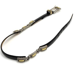 Vintage 90s Brighton Concho Statement Belt (Small 24-28) Black Croc Embossed Leather Bild 8