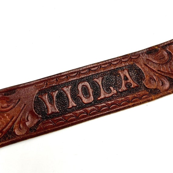 Girls Vintage Leather Western Belt Viola 24-26” H… - image 1