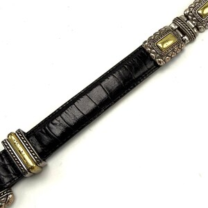 Vintage 90s Brighton Concho Statement Belt (Small 24-28) Black Croc Embossed Leather Bild 10