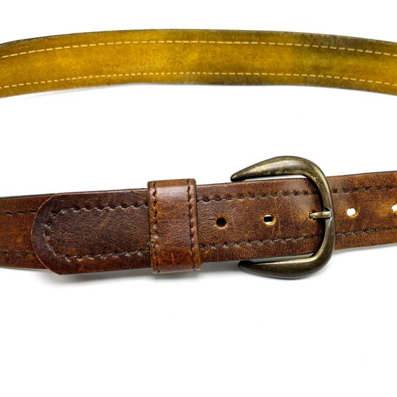 Leather Belt brown western boho Handmade Embossed Leather Belt: Western Boho Style  main image 2