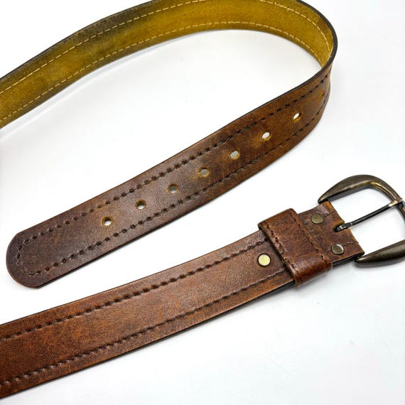 Western Boho women\'s distressed leather belt Vintage Distressed Brown Leather Belt (40) Outdoor Western  main image 2