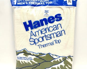 Vintage Hanes American Sportsman Thermal Top M 38-40 Waffle Knit Long Sleeve