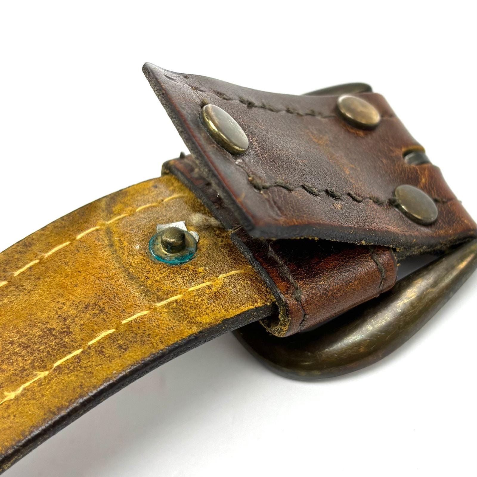Vintage Distressed Brown Leather Belt (40) Outdoor Western  display picture 1