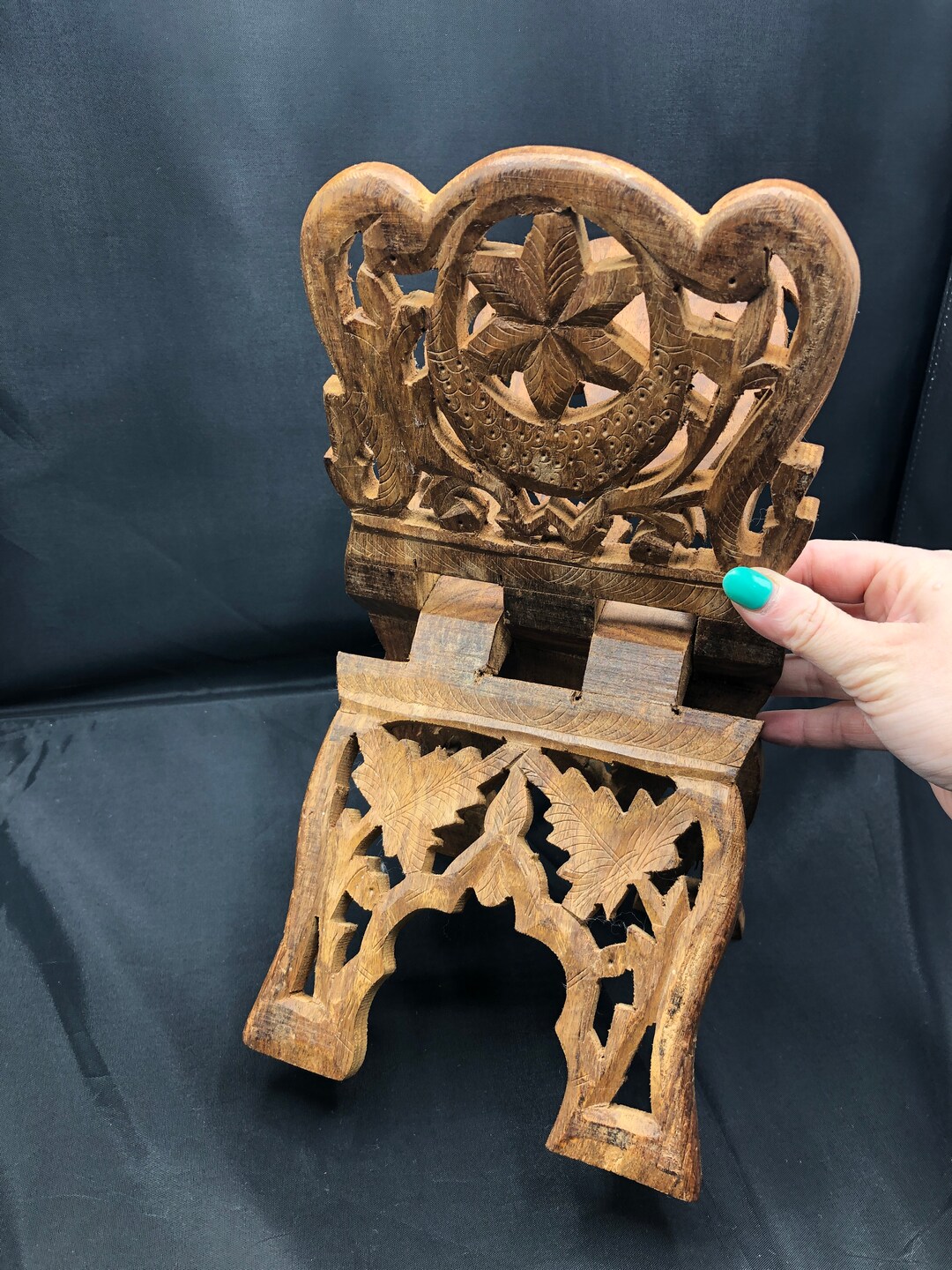 Vintage Wood Carved Magazine Rack Foldable Leaf Design - Etsy