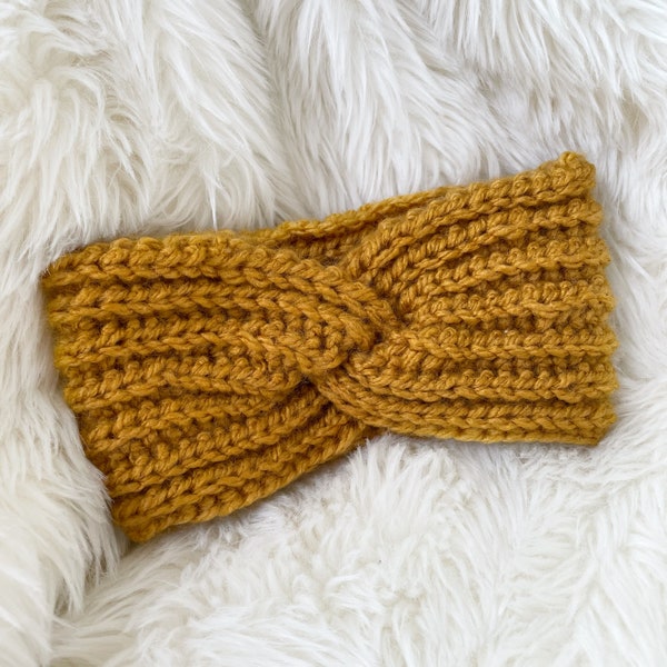 Warm Baby Headband,Knitted Headwrap for Newborn to 18 months,Baby Shower Gift Ideas,Baby Earwarmer in mustard color