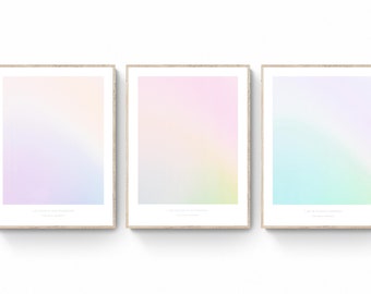 Affirmation Instant Download Print Series - Set, Spiritual Wall Art, Aura Gradient Poster, Trendy Wall Decor for Bedroom, Digital Download