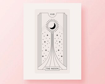 Moon Tarot Poster Instant Download Print, Mystical Occult Art Print, Spiritual Wall Decor for home, Digital Download