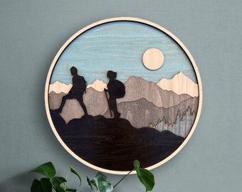 Hiking Decor, Mountain Wood Wall Art, Hiking Gifts, Camping Gift Ideas