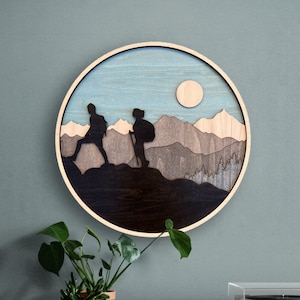 Hiking Decor, Mountain Wood Wall Art, Hiking Gifts, Camping Gift Ideas