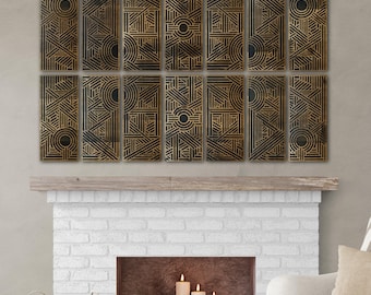 Art Deco Wood Wall Art: Oversized Geometric Decor