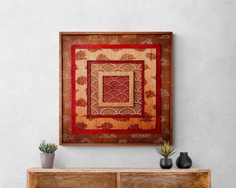 Mahogany Wood Layered Sunburst Wall Art, Abstract Sky Hanging Home Decor