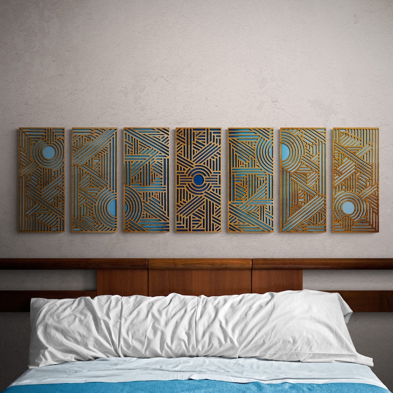 Multi Panel Wall Art Large Horizontal Decor Art Deco Design Etsy