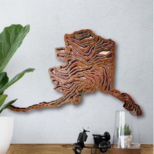 Wood Alaska Wall Art: Rustic Cabin Decor Gift