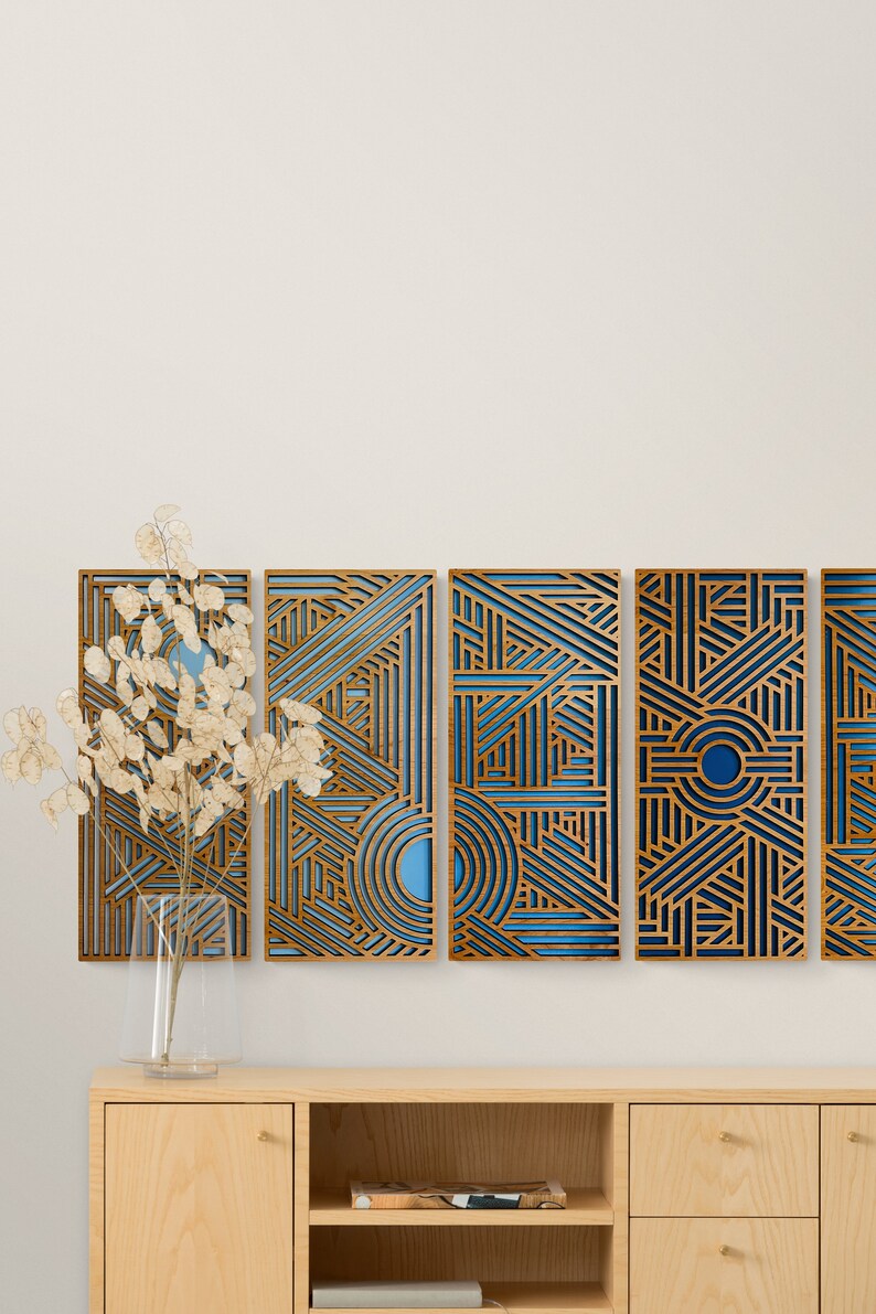 Multi Panel Wall Art Large Horizontal Decor Art Deco Design Etsy