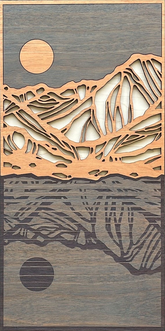 Mountains Triptych, Wood Wall Art, 3 Piece Mountain Art, Cabin