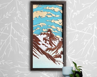 Mountain Wall Art, Wood Wall Art, 3d Wall Decor, Skiing Gifts, Cabin Decor