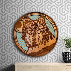 Laser Cut Wood Wolf Art: Rustic Cabin Wall Decor