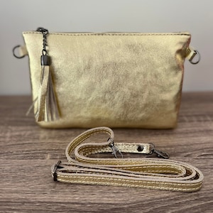 Pochette bandoulière, sac en cuir véritable