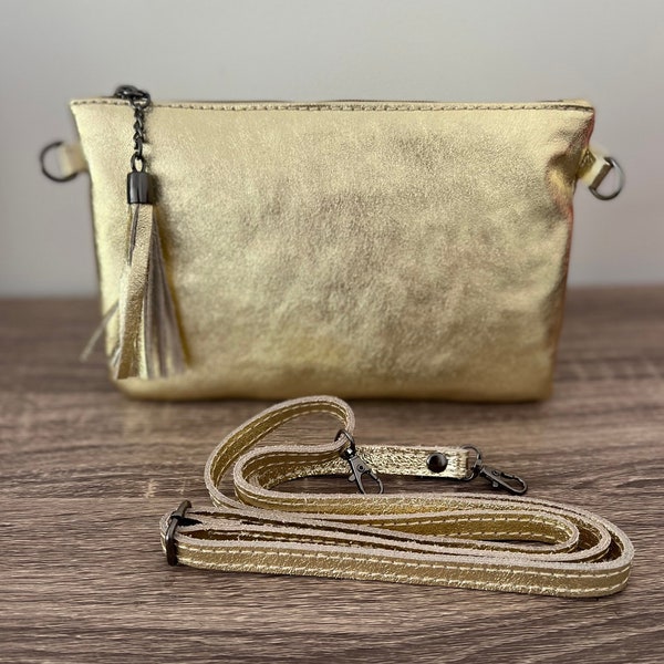 Pochette bandoulière, sac en cuir véritable