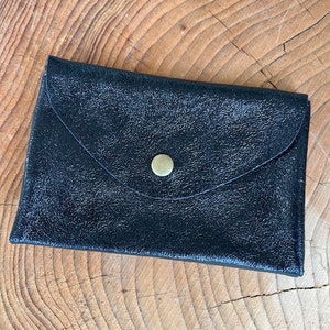 Porte-monnaie, portefeuille, pochette en cuir Noir