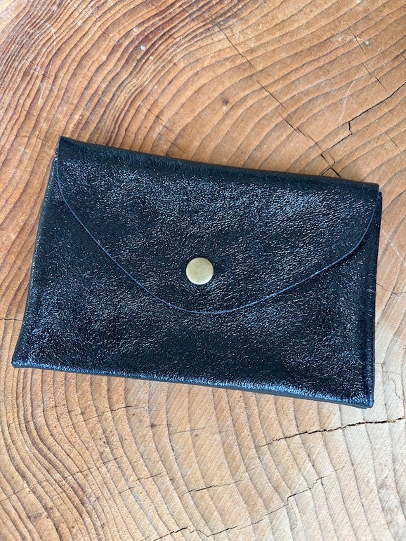 Porte-monnaie, portefeuille, pochette en cuir Noir