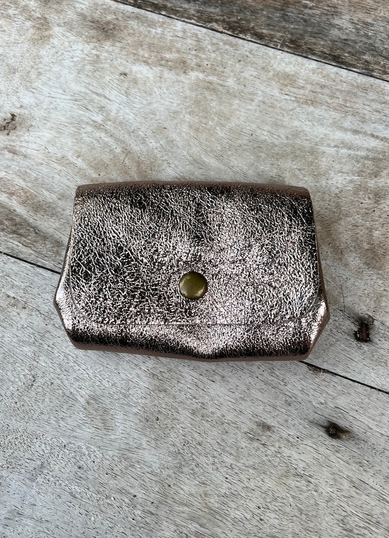 Porte-monnaie, portefeuille, pochette en cuir Bronze