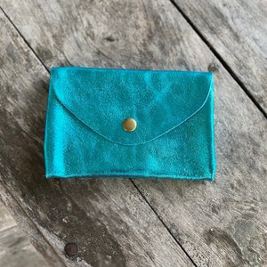 Porte-monnaie, portefeuille, pochette en cuir Bleu turquoise