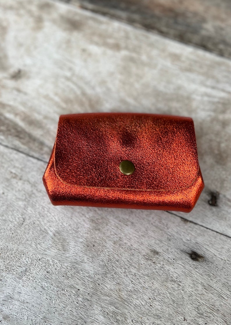 Porte-monnaie, portefeuille, pochette en cuir Orange