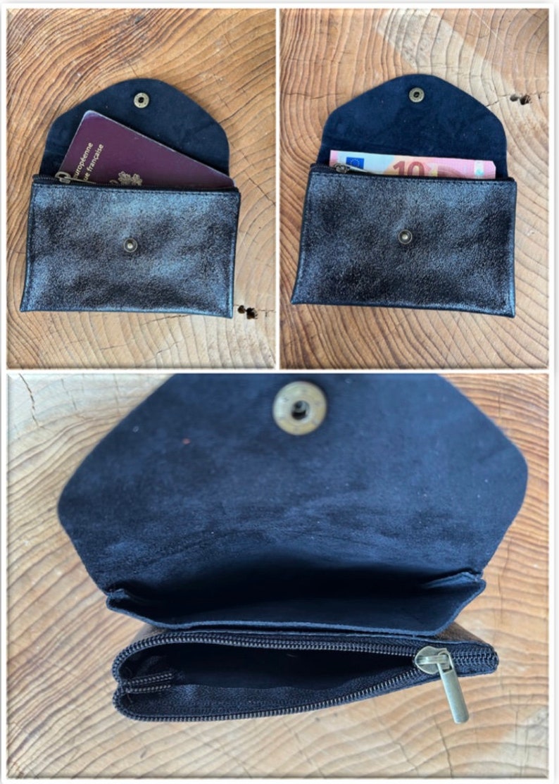 Porte-monnaie, portefeuille, pochette en cuir image 3