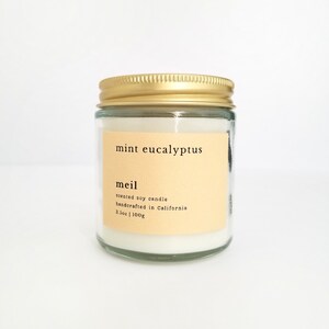 Mint Eucalyptus Relaxing Candle Stress Relief Calming Candle Gift Candle Spring Candle Handmade Candle Self Care Toxin Free image 2