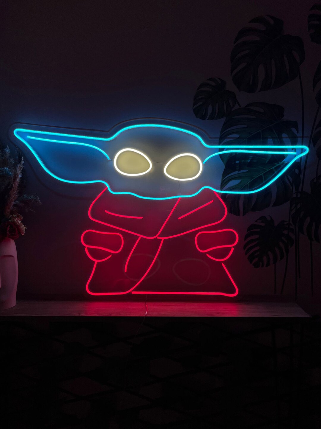 Star Wars Yoda Neon Signlighted Star Wars Yoda Wall Etsy