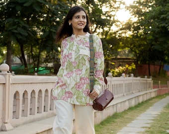 Floral Cotton Tunic Set: Boho Indie Summer Outfit, Handmade in India