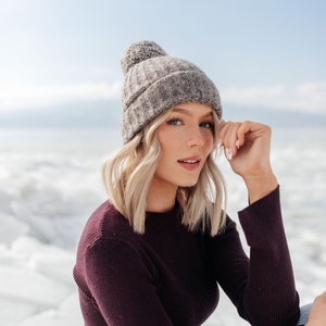 Alpaca Charcoal Gray Pom Beanie image 1