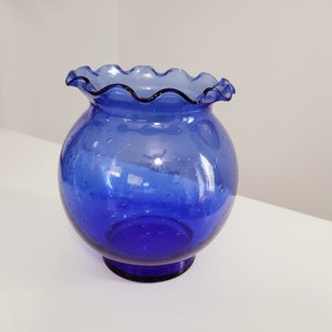 Cobalt Blue Vase, Indiana Glass, Bubbled Glass